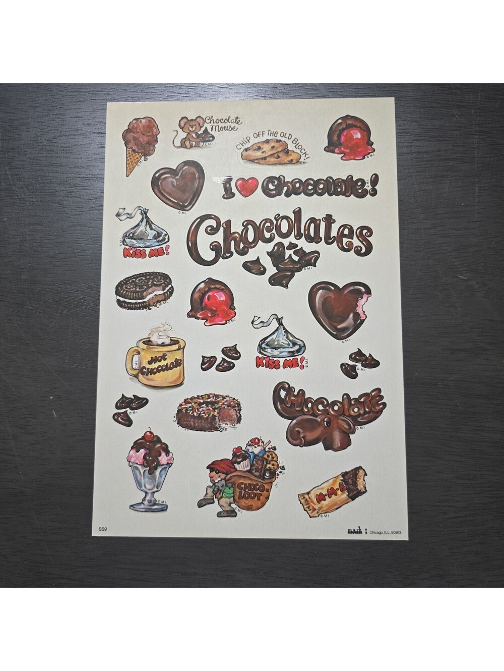 Rare 1980 Vintage Mark I Chicago SS9 Chocolat Sticker Sheet Cute